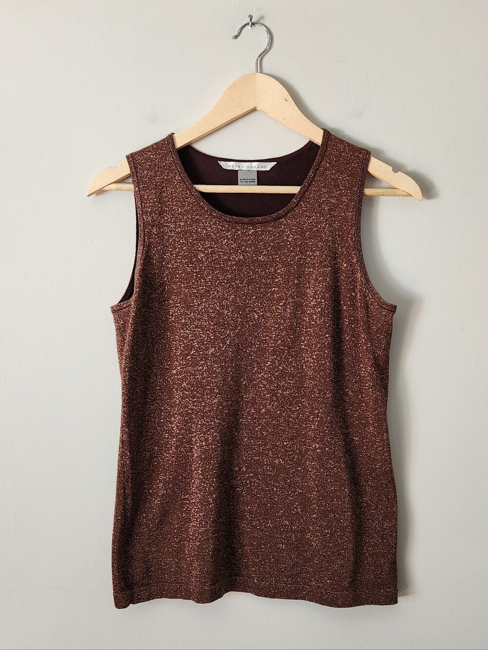 Peter Nygard Metallic Brown Copper Sleeveless Tank Top Sz M
